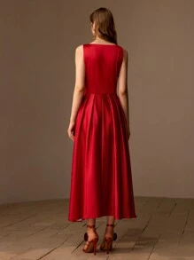 MOTF PREMIUM FLORAL PRINT V-NECK FLARE HEM DRESS WITHOUT BELT - Multicolor - View 8