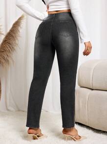 SHEIN LUNE Jeans acampanados con bolsillos para mujer, de estilo casual