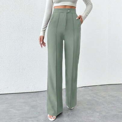 Pantaloni con tasche taglia petite per donna, pantaloni da tailleur business