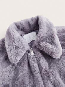 MISSGUIDED Fluffy Collared Crop Coat With False Pockets Winter Wear - Grey - View 7