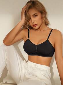 Solid Ruched Bralet - Black - View 3