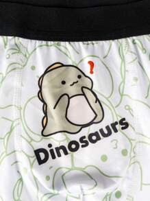 Calzoncillos cómodos con estampado de dinosaurios de dibujos animados para niños preadolescentes