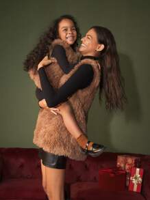 Maija Kids Maija Kids 2 件套年轻女孩休闲高领纯色连衣裙搭配蓬松背心