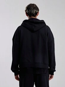 Musero Men Gothic Varsity Hooded Sweatshirt - Black - View 4