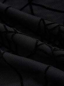 ROMWE Goth Spider Web Flocked Slim Fit Halter Neck Tank Top For Women - Black - View 4