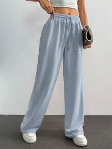RueChic Women Mid Waist Wide Leg Sweatpant - Baby Blue - View 5
