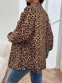 SHEIN 孕妇灯芯绒字母贴片翻盖口袋服装袋 - 棕色 - 查看 2