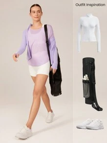 GLOWMODE FreshTek™ Crossover Long Sleeve Relaxed Tee Low Impact Yoga Daily Summer