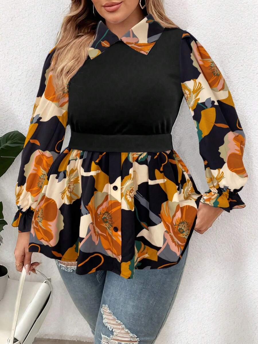 Celure Plus Size High Stretch Knit Splicing Stripe Slim Fit Contrast Color Sexy Fashion Casual Elegant Versatile European And American Style Women Half Turtleneck Top - Multicolor - View 1