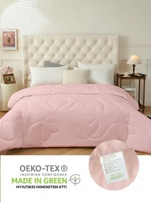 1件心形缝线被子，如云般舒适的羽绒替代被，适用于单人床、双人床、大号床、特大号床 - 淺粉色 - 查看 5