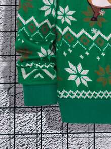 Manfinity Men's Santa Claus Print Crew Neck Long Sleeve Casual Sweatshirt For Autumn - Green - View 4