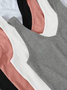 Breezaya 4 件套女士休闲纯色 V 领背心，夏季百搭