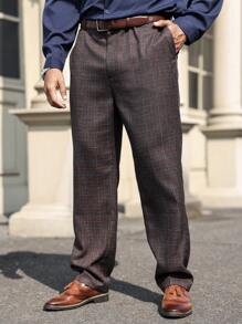 Manfinity Mode Plus Size Solid Color Pocket Straight Casual Pants For Men - Coffee Brown - View 5