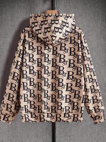 Manfinity VCAY Áo nỉ có mũ trùm đầu tay dài dáng rộng thoải mái cho nam, thời trang & phong cách trẻ trung, cho mùa thu đông - Xám - Xem 2