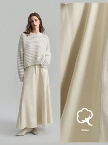 Ontre Women's Four-Season Apricot Simple Swing A-Line Skirt, Daily Leisure, Old Money Style Retro Simple Fashion, Urban Commuting, Elegant And Simple Skirt