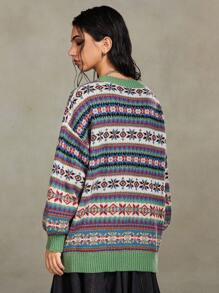 ROMWE Fairycore Vintage Floral Print Oversized Women Sweater, Autumn/Winter