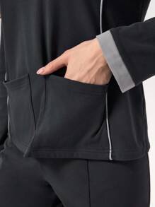 Scrubzie Tricotat cu elasticitate ridicată, care absoarbe umezeala, culoare contrastantă Două buzunare Top pentru uniformă pentru femeie