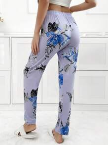 RueChic Women Viscose Floral Pattern Homewear Sleep Bottom - Lilac Purple - View 2