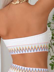 Conjunto de bikini con bandeau de control de barriga para mujer, talla 1/2 taza, para verano