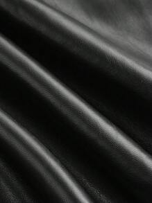 MISSGUIDED PU Double Breasted Longline Trench Jacket Winter Wear - Black - View 8