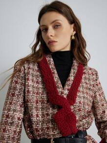 Aveloria 女士秋冬 MOB WIFE STYLE 保暖绒面羊毛格子仿衬里超大夹克仿皮飞行员夹克带 Borg 衬里节日派对服装 - 彩色 - 查看 2