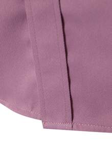 Calvornis Men's Simple Solid Color Button-Up Long Sleeve Casual Shirt, Autumn, Fall - Dusty Pink - View 5