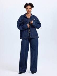 SHEIN Jeanoir Chaqueta vaquera suelta y casual para mujeres