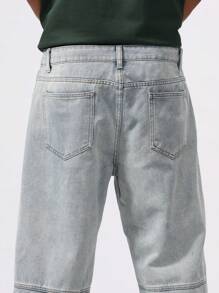 Chillumni 男士前扣口袋简约牛仔裤，休闲日常穿着 - 淺色水洗藍 - 查看 4