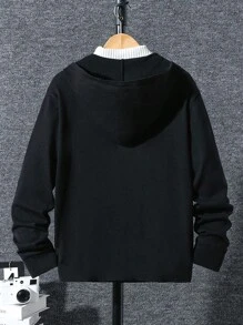 Teen Boy Striped Long Sleeve Zip-Up Hoodie, Loose Fit For Casual Wear, Outings, Vacations, Holidays, Family Gatherings, Party Wear, Versatile