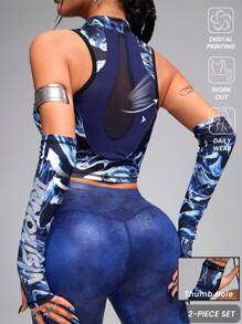 Innovista 女士无袖休闲户外 T 恤和背心，简约设计，正面拉链 - 藍色 - 查看 2