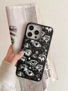 ROMWE Goth IPhone Compatible Phone Case With Black Texture And Eye Design - Multicolor 2 - View 5