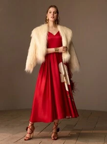 MOTF PREMIUM FLORAL PRINT V-NECK FLARE HEM DRESS WITHOUT BELT - Multicolor - View 7