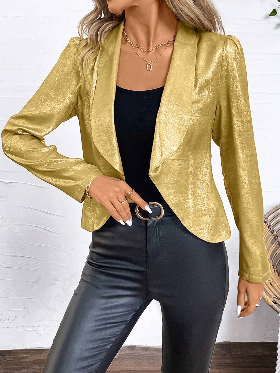 SHEIN Clasi 女士优雅金色有领西装外套 - 金色 - 查看 1