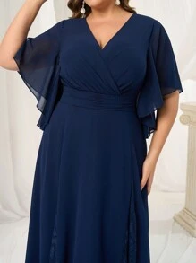 SHEIN Belle Plus Size Elegant Blue Woven A-Line Gathered Waist Formal Dress Gown Jacquard Dress Valentine's Day Dress Valentine's Day Dress Black Cocktail Dress Women's Christmas Black Evening Dress Formal Party Dresses Autumn And Winter Black Sexy Mesh Long Sleeve Bridesmaid Dress