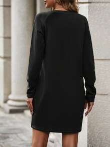 INAWLY 女士褶饰休闲心形印花运动衫连衣裙