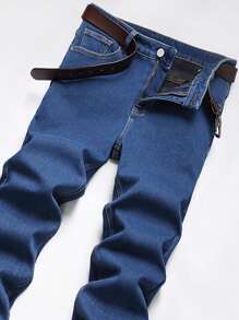 Manfinity Hypemode Pantalones vaqueros de hombre con bolsillos, ajuste ceñido y forro térmico