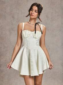 SHEIN BAE Vestido de cóctel elegante para mujer con decoración de moño, adecuado para citas diarias, reuniones, fiestas en otoño
