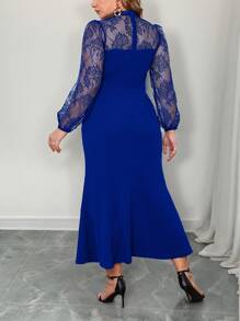 SHEIN Privé 優雅的蕾絲拼接大尺碼洋裝