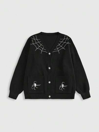 Goth Cardigan con ricamo a ragno gotico per taglie forti, adatto per Ognissanti