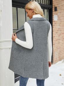 EMERY ROSE Women Lapel Patch Pocket Cardigan Sweater Vest