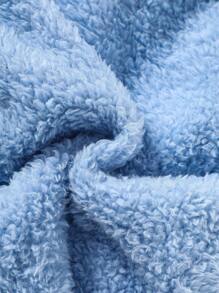 SHEIN Perso Play 2 件装男婴可爱怪物图案刺绣绿色羊毛连帽衫，带 3D 耳朵设计和刺绣裤套装，秋冬保暖，适合万圣节派对、摄影和郊游 - 彩色 - 查看 7