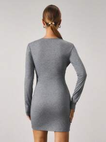 SHEIN Unity Vestido corto de mujer, conjunto de atuendos de sirena de oficina, mismo estilo que los influencers de redes sociales