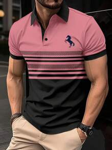 Manfinity Dauomo Camisa polo casual para hombre talla grande, minimalista y de moda para uso diario