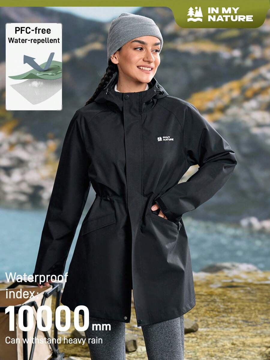 In My Nature 女士休闲前拉链连帽户外夹克，秋季 - 黑色 - 查看 1