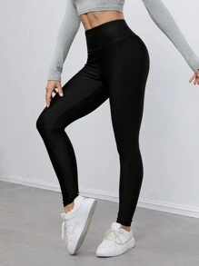 SHEIN Tall Knitted High Elastic Shiny Women's Tight Leggings