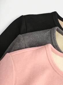 SHEIN Girlism 3 Pcs Set Of Soft & Cozy Thermal Lined All-Match Turtleneck Long Sleeve Tops For Teen Girls In Pink, Grey & Black, Versatile Layering Wear - Multicolor - View 4