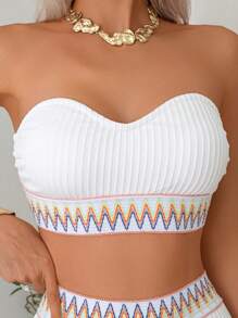 Conjunto de bikini con bandeau de control de barriga para mujer, talla 1/2 taza, para verano