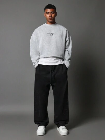 SUMWON State Of The Art LA Logo Cropped Sweatshirt Athletic Cut Cozy Winter Fleece Urban Streetwear Casual Layer Pullover Top College Campus