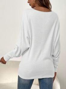 SHEIN Clasi Women Solid Color Round Neck Long Sleeve Minimalist T-Shirt, Casual Everyday Wear