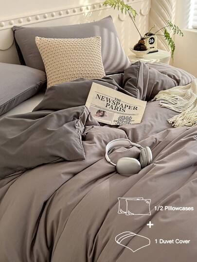 2/3 Pcs Soft Duvet Cover Set - Best Luxury Ins Style Bedding Set For Home Bedroom, Includes 1 Quilt Comforter Bed Cover And 1/2 Pillow Case - Cheap, High Quality, Twin, Single, Full, Queen, Double, King Sizes Doona Quilt Cover School Bedding